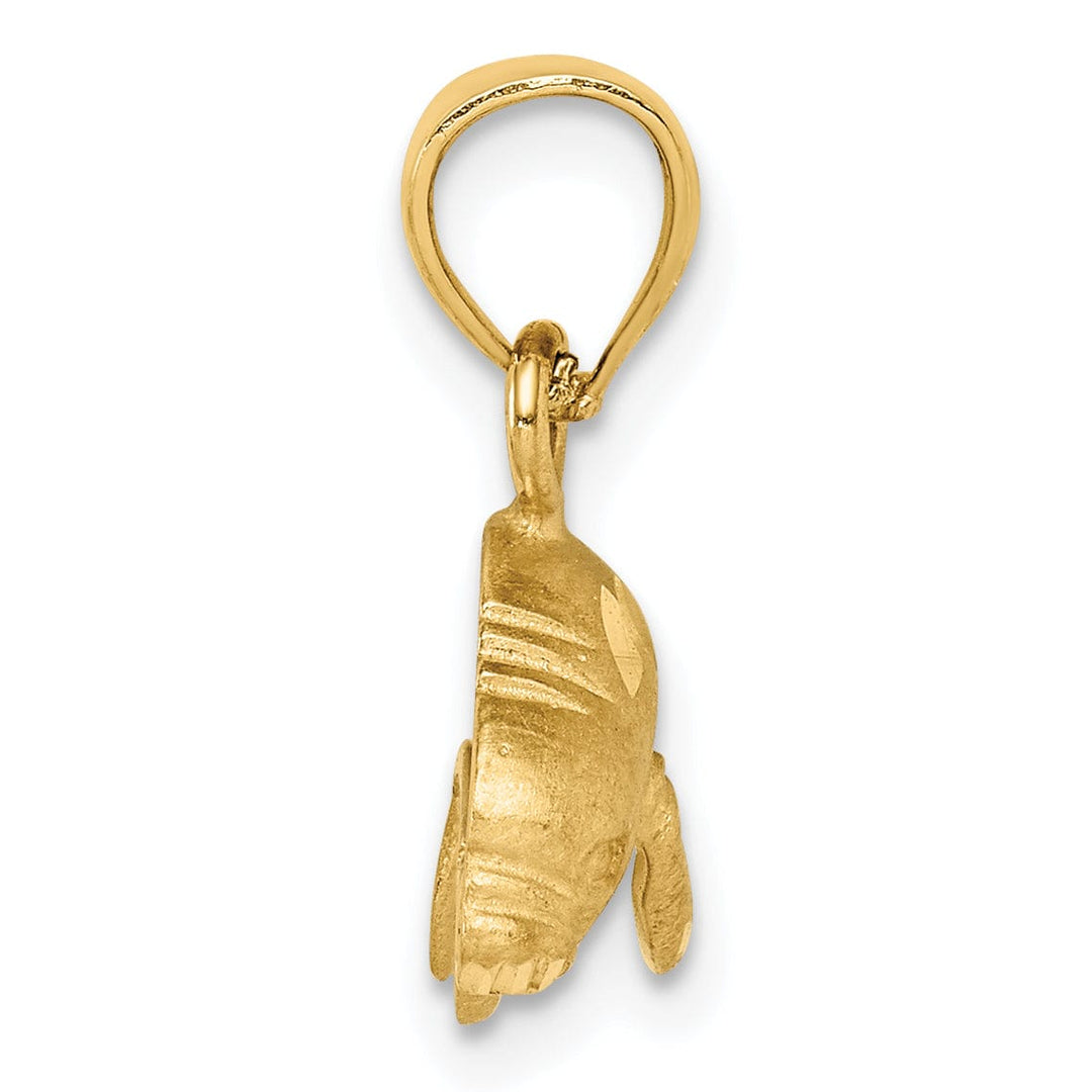 14K Yellow Gold Solid Satin Diamond Cut Finish Manatee Charm Pendant