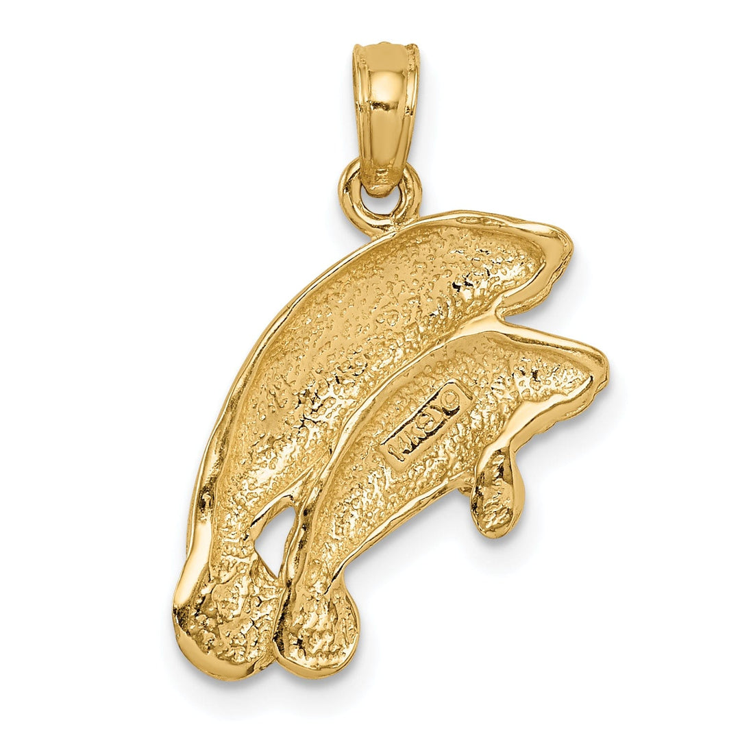 14k Yellow Gold Solid Polished Finish Double Manatee Design Charm Pendant