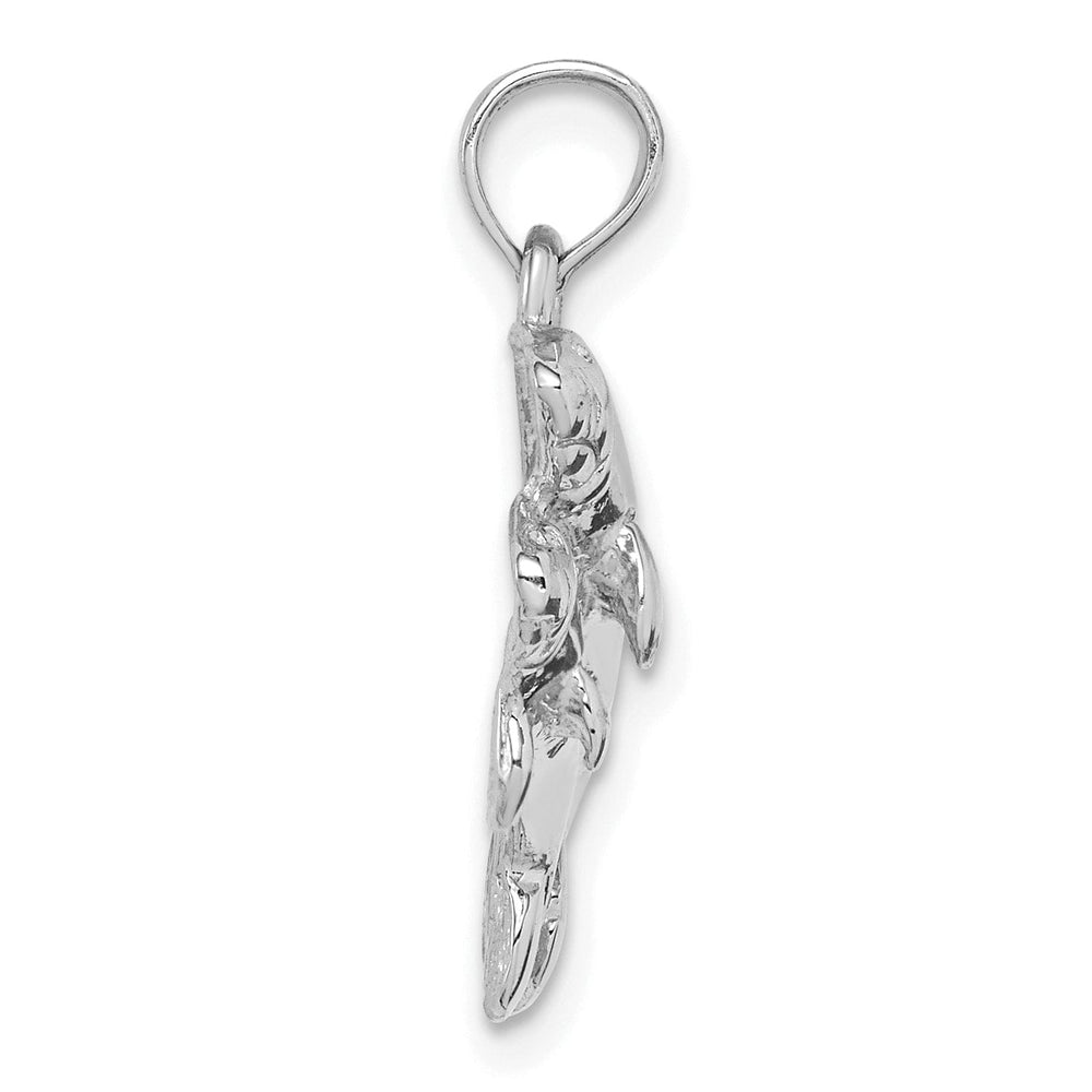 14k White Gold Solid Polished Finish Double Manatee Design Charm Pendant