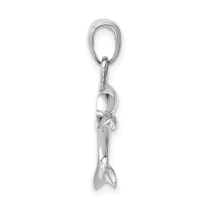 14k White Gold 2-D Dolphin Jumping Pendant