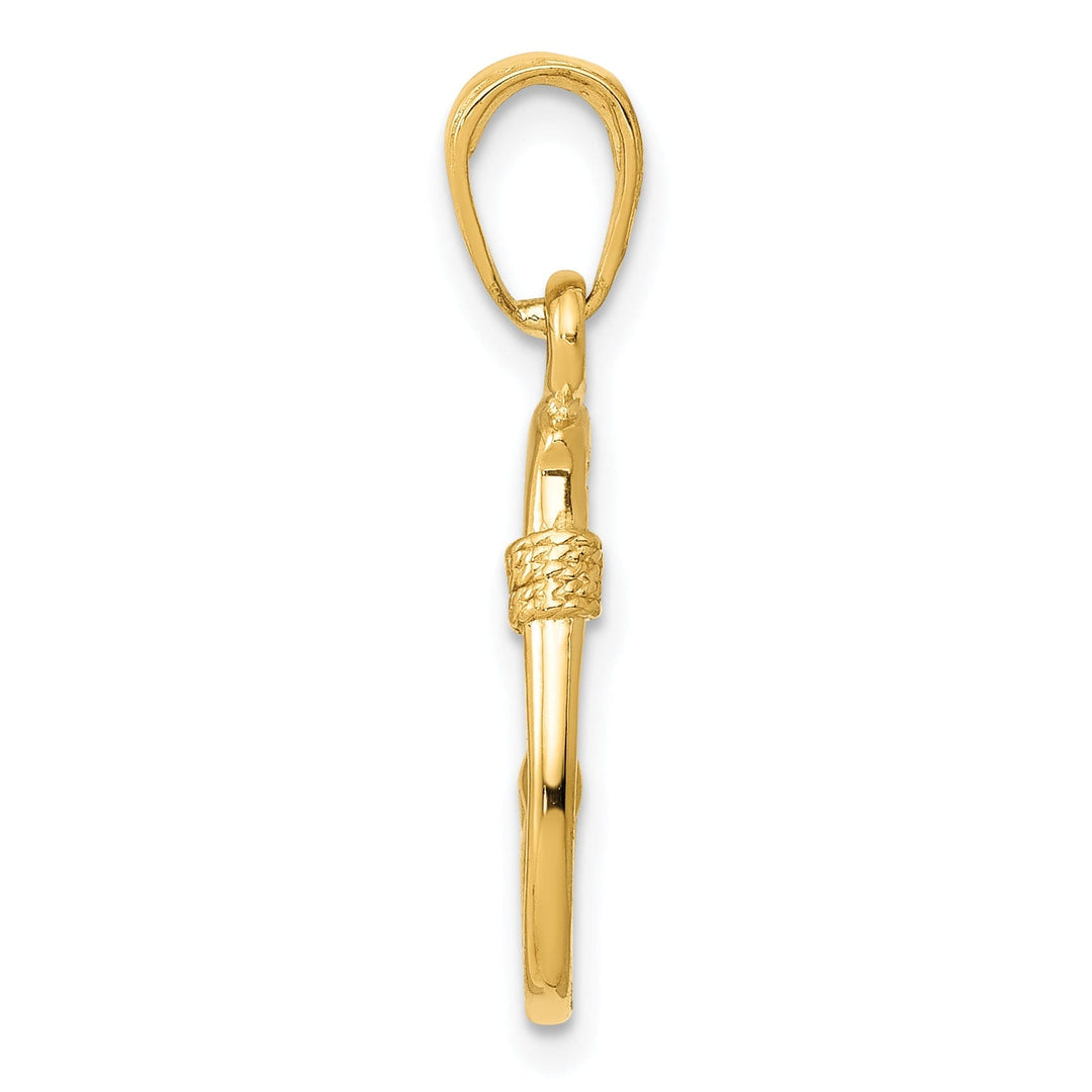 14k Yellow Gold Fish Hook Design Pendant