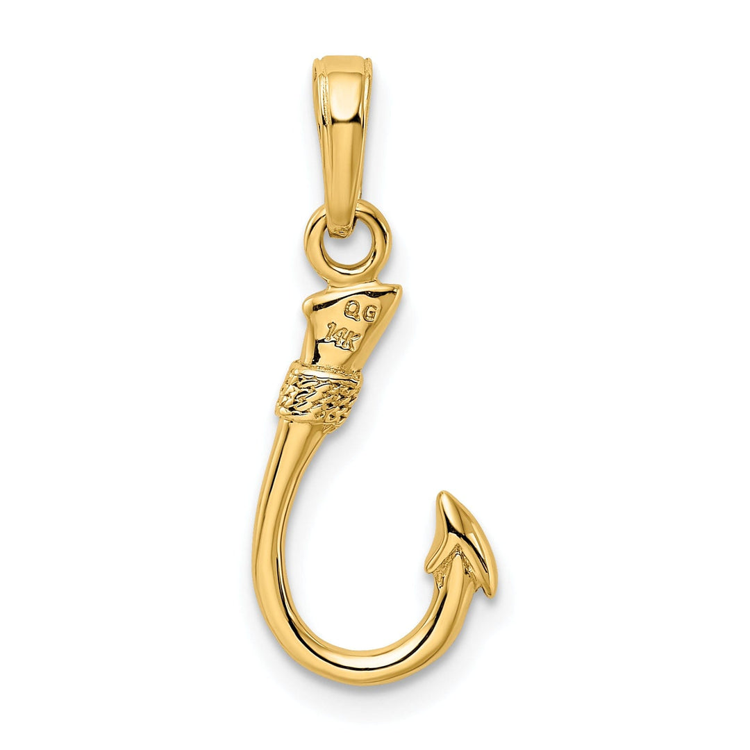 14k Yellow Gold Fish Hook Design Pendant