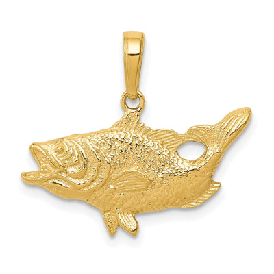 14k Yellow Gold Textured Solid Polished Finish Open Mouthed Bass Fish Charm Pendant at $ 162.04 only from Jewelryshopping.com