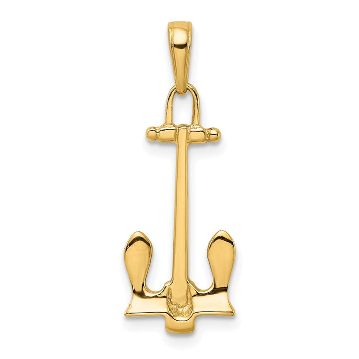 14k Yellow Gold Navy Anchor Pendant