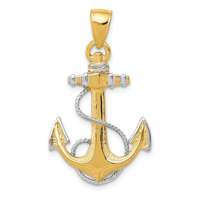 14k Two Tone Gold Anchor With Rope Pendant at $ 249.7 only from Jewelryshopping.com