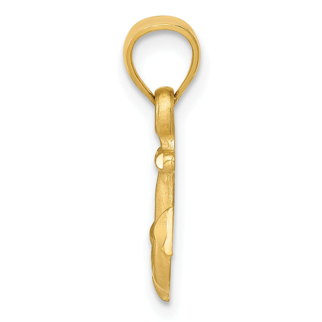 14k Yellow Gold Diamond Cut Anchor Pendant