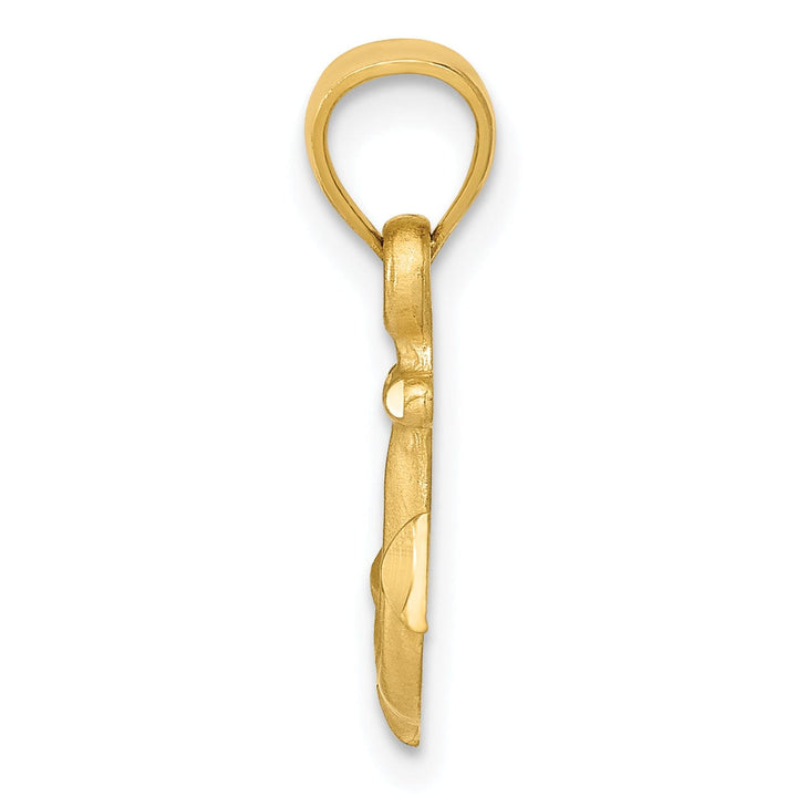 14k Yellow Gold Diamond Cut Anchor Pendant