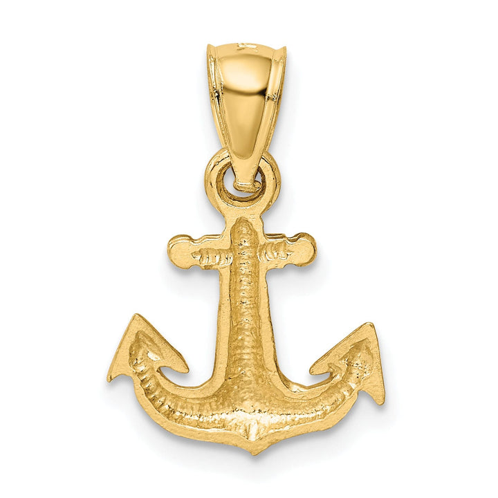 14k Yellow Gold Diamond Cut Anchor Pendant