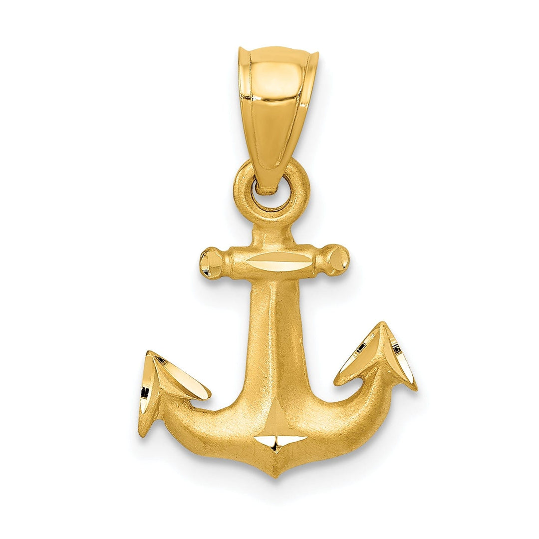 14k Yellow Gold Diamond Cut Anchor Pendant