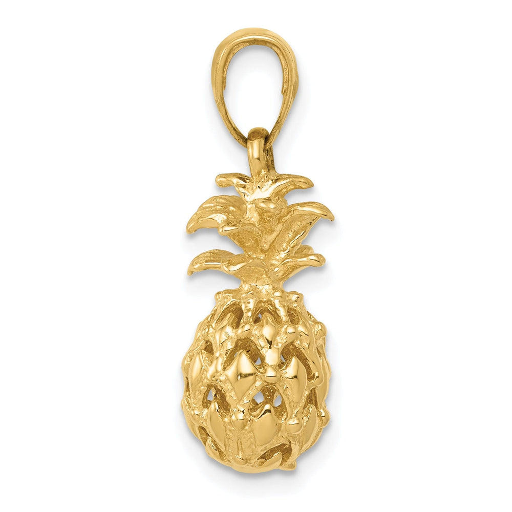 14k Yellow Gold 3-D Pineapple Charm Pendant