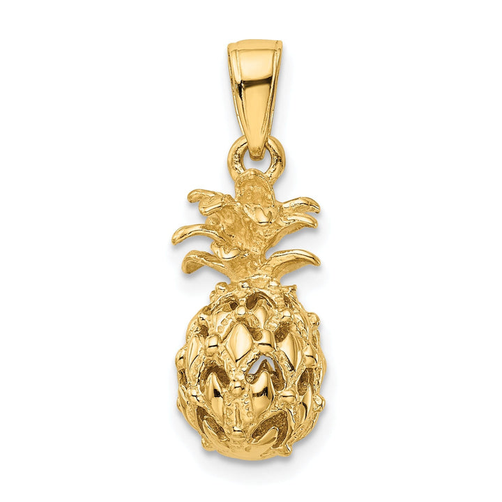 14k Yellow Gold 3-D Pineapple Charm Pendant