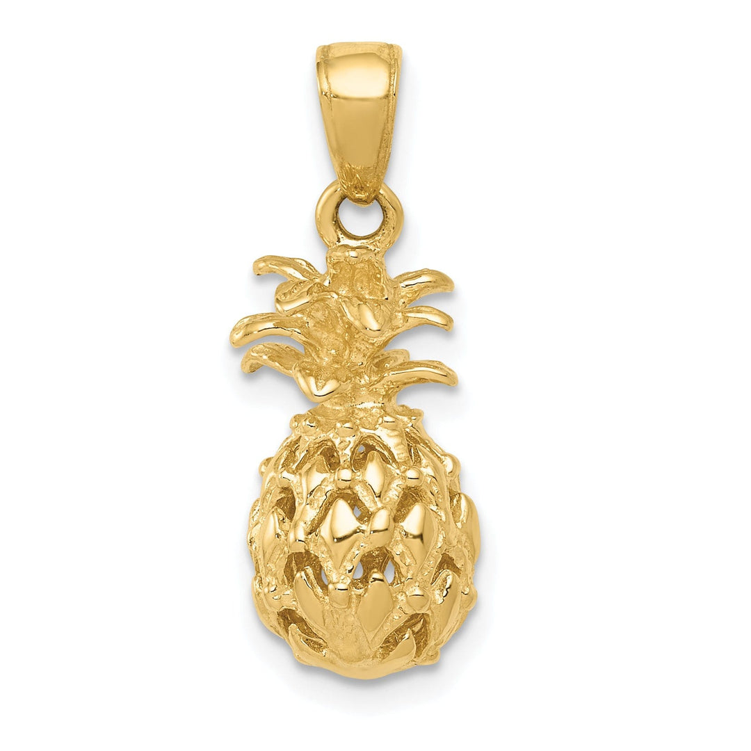 14k Yellow Gold 3-D Pineapple Charm Pendant