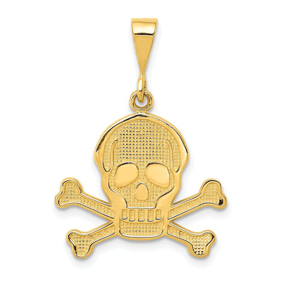 14K Yellow Gold Textured Polished Finish Skull and Bones Charm Pendant at $ 171.65 only from Jewelryshopping.com