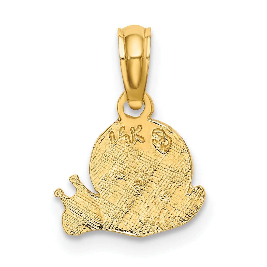 14k Yellow Gold Textured Polished Finish Mini Size Snail Design Charm Pendant