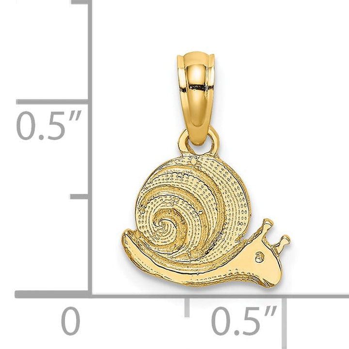 14k Yellow Gold Textured Polished Finish Mini Size Snail Design Charm Pendant