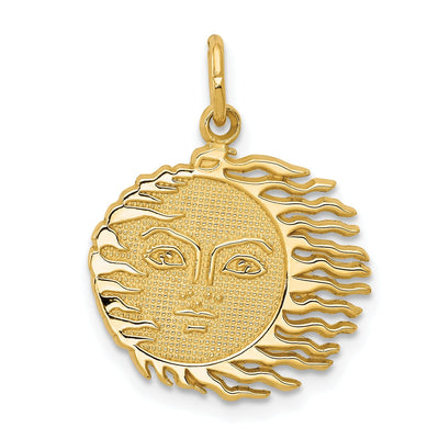 14k Yellow Gold Textured Polished Finish Flaming Sun Design Charm Pendant at $ 125.09 only from Jewelryshopping.com