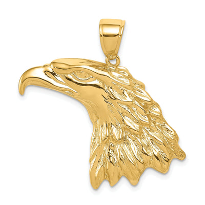 14k Yellow Gold Concave Solid Polished Textured Finish Mens Eagle Head Charm Pendant at $ 767.21 only from Jewelryshopping.com