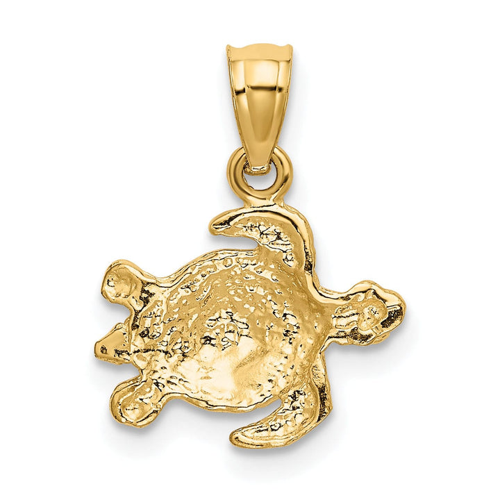 14k Yellow Gold Casted Solid Open Back Diamond-cut Polished Finish Turtle Charm Pendant