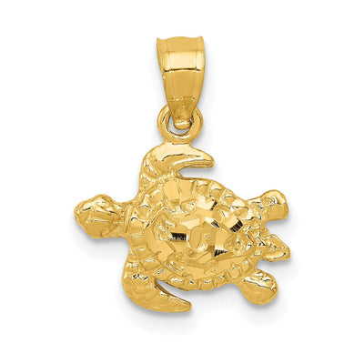14k Yellow Gold Casted Solid Open Back Diamond-cut Polished Finish Turtle Charm Pendant at $ 89.08 only from Jewelryshopping.com