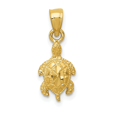 14k Yellow Gold Solid Polished Finish Casted Open Back Diamond-cut Turtle Charm Pendant at $ 52.85 only from Jewelryshopping.com