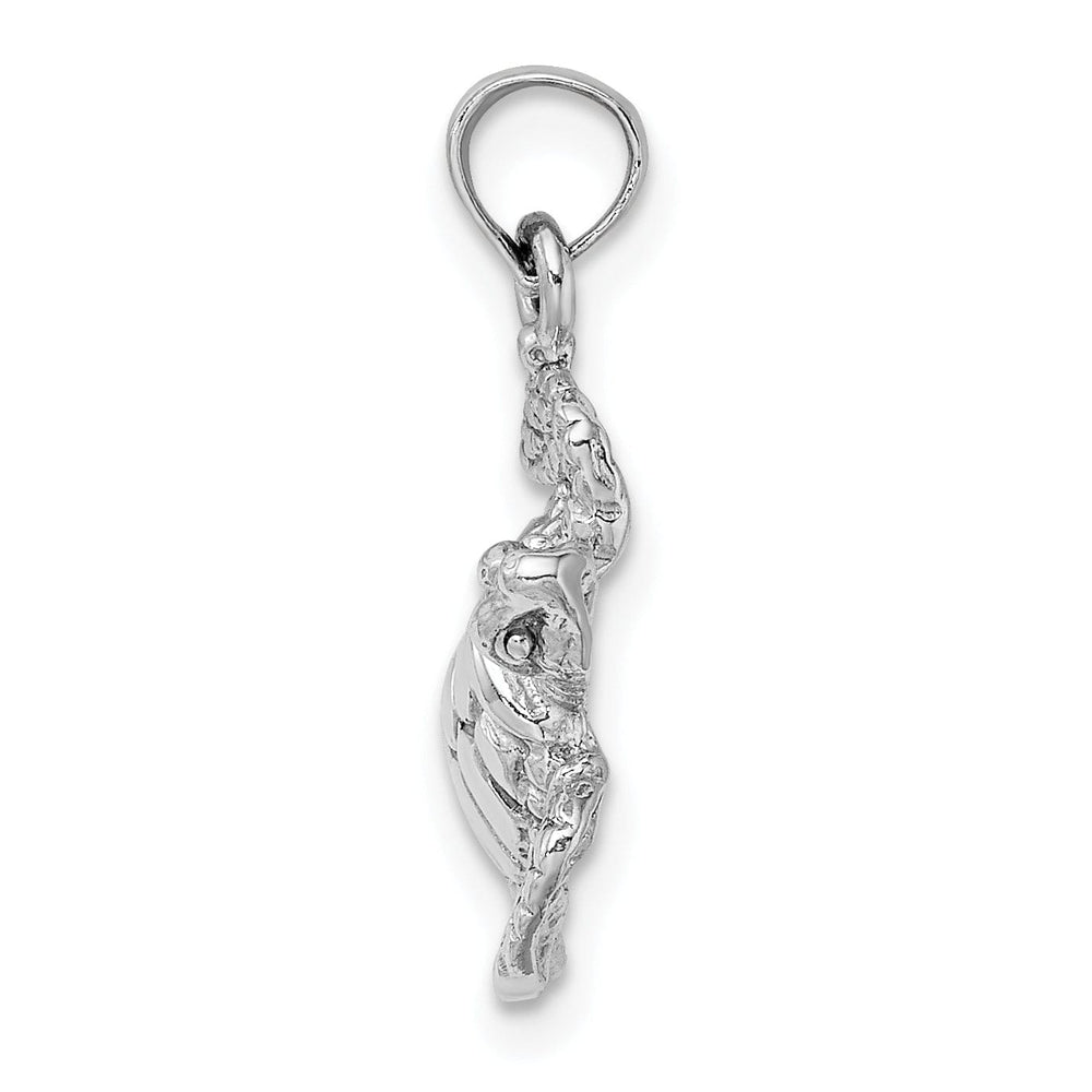 14K White Gold Casted Textured and Polished Finish Solid Men's Sea Turtle Charm Pendant