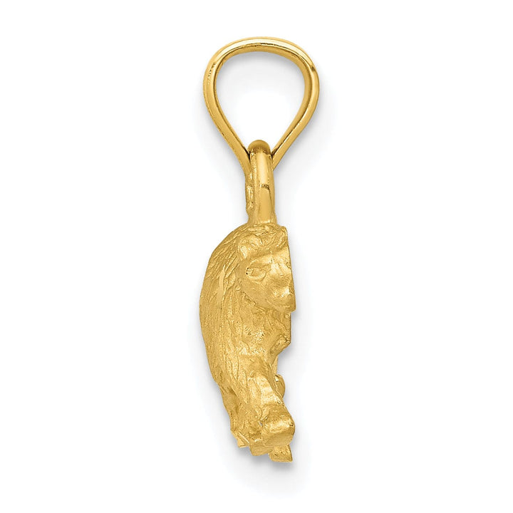 14K Yellow Gold Solid Textured Diamond Cut Finish Bear Walking Charm Pendant
