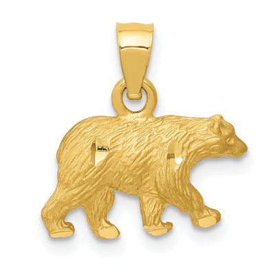 14K Yellow Gold Solid Textured Diamond Cut Finish Bear Walking Charm Pendant at $ 120.39 only from Jewelryshopping.com