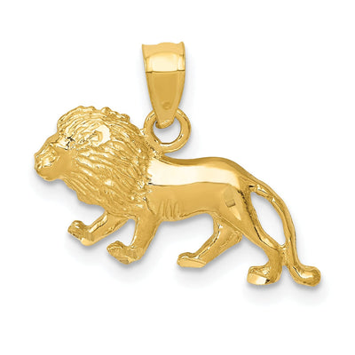 14K Yellow Gold Solid Polished Diamond Cut Finish Lion Charm Pendant at $ 107.68 only from Jewelryshopping.com