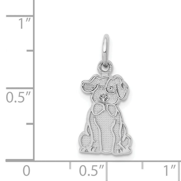 14k White Gold Textured Polished Finish Puppy Charm Pendant