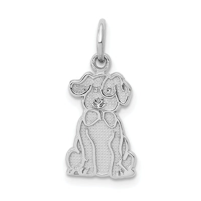 14k White Gold Textured Polished Finish Puppy Charm Pendant at $ 66.93 only from Jewelryshopping.com