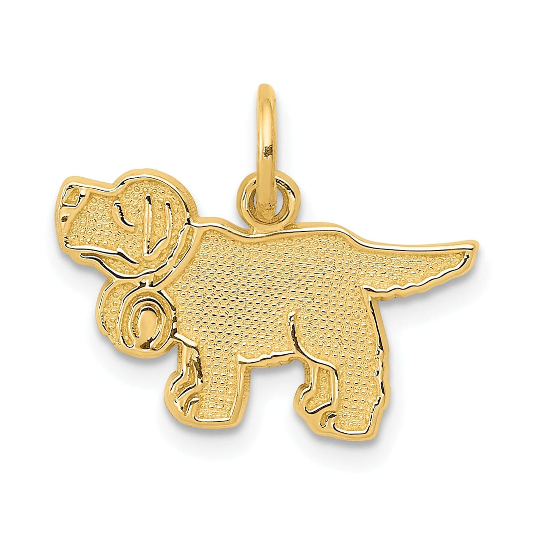 14k Yellow Gold Textured Polished Finish Saint Bernard Charm Pendant