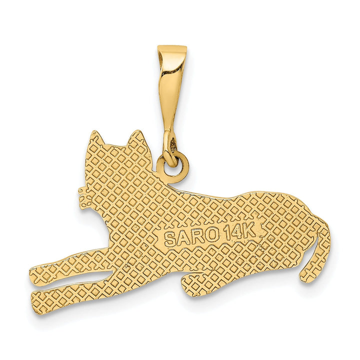 14k Yellow Gold Textured Polished Finish Pit Bull Dog Charm Pendant