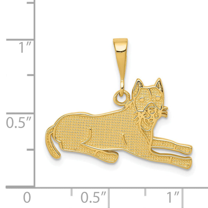 14k Yellow Gold Textured Polished Finish Pit Bull Dog Charm Pendant