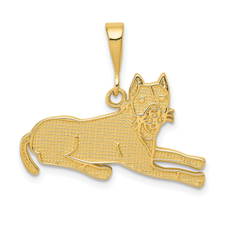 14k Yellow Gold Textured Polished Finish Pit Bull Dog Charm Pendant
