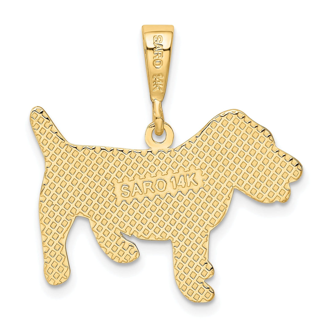 14k Yellow Gold Textured Polished Finish Jack Russell Terrier Dog Charm Pendant