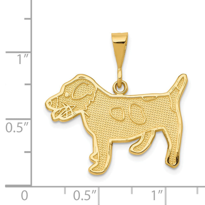 14k Yellow Gold Textured Polished Finish Jack Russell Terrier Dog Charm Pendant