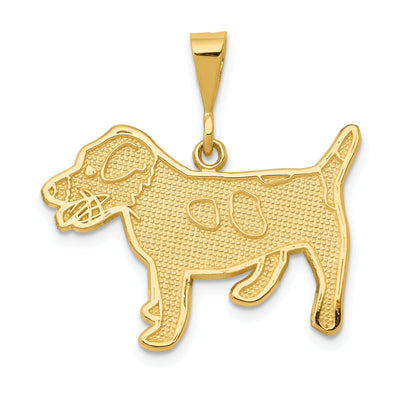 14k Yellow Gold Textured Polished Finish Jack Russell Terrier Dog Charm Pendant