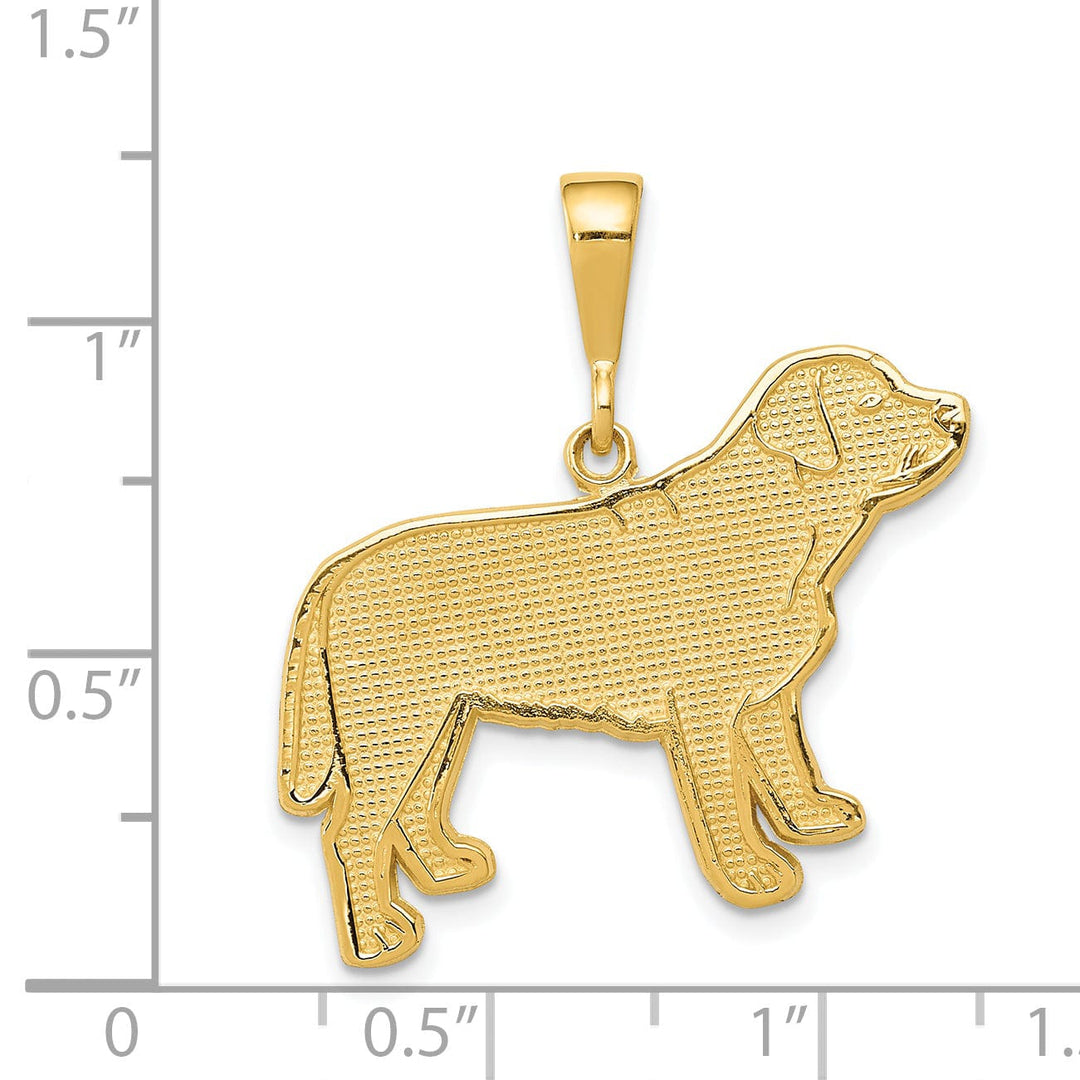 14k Yellow Gold Textured Polished Finish Labrador Dog Charm Pendant