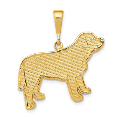 14k Yellow Gold Textured Polished Finish Labrador Dog Charm Pendant