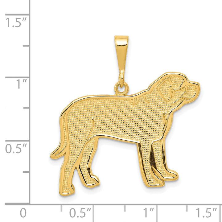 14k Yellow Gold Solid Textured Polished Finish Mastiff Dog Charm Pendant