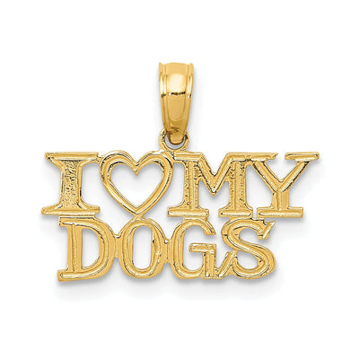 14k Yellow Gold Polished Finish Solid I HEART MY DOGS Charm Pendant at $ 57.04 only from Jewelryshopping.com