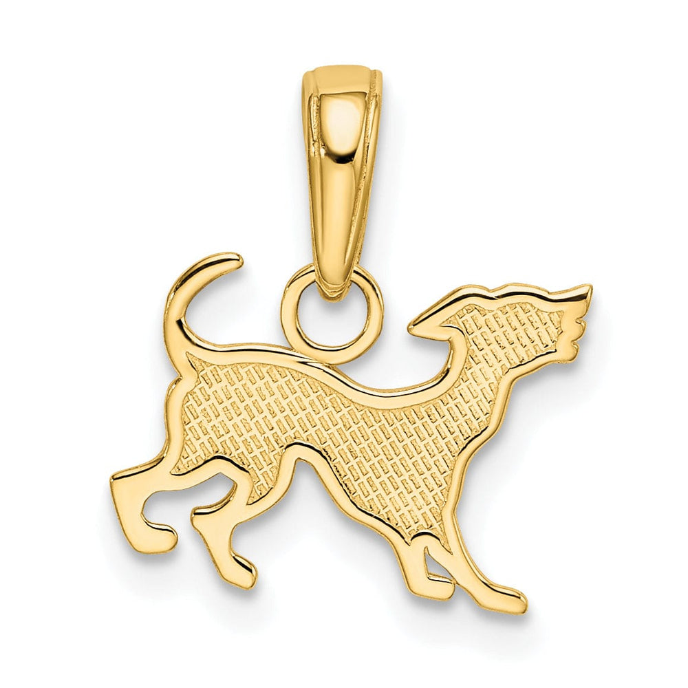 14k Yellow Gold Textured Polished Finish Solid Dog Charm Pendant