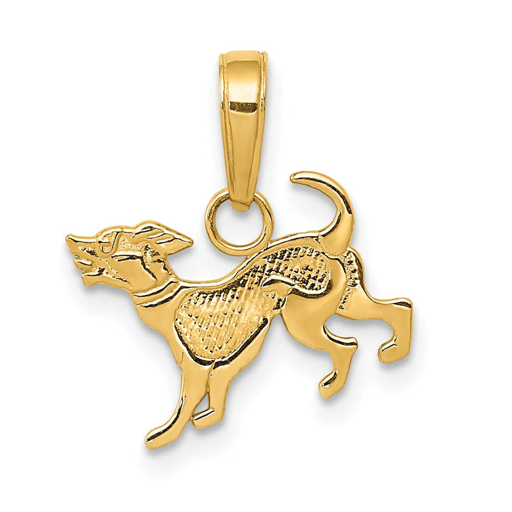 14k Yellow Gold Textured Polished Finish Solid Dog Charm Pendant