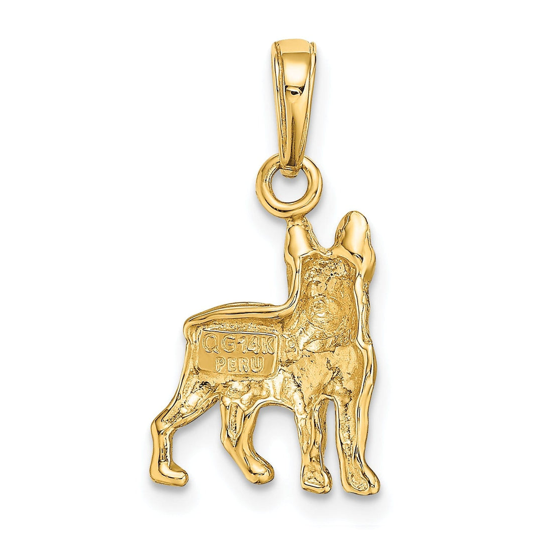 14k Yellow Gold Open Back Solid Polished Finish Boston Terrier Dog Charm Pendant