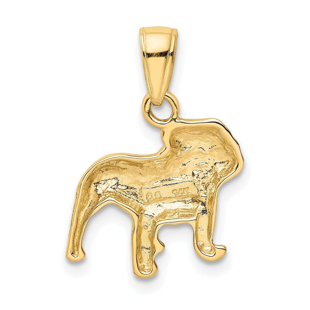 14k Yellow Gold Solid Open Back Textured Polished Finish Bull Dog Charm Pendant