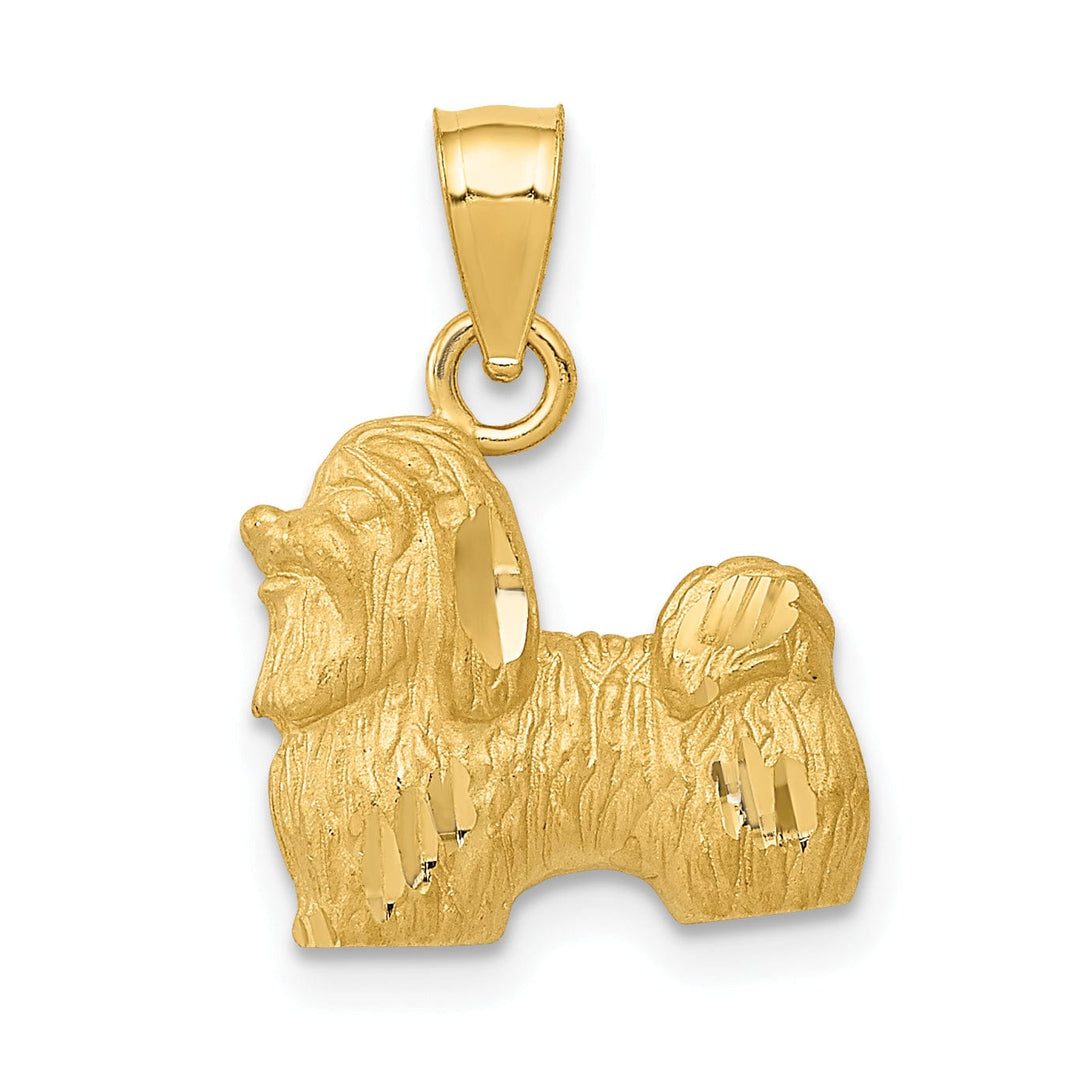 14k Yellow Gold Textured Polished Finish Mastiff Dog Charm Pendant