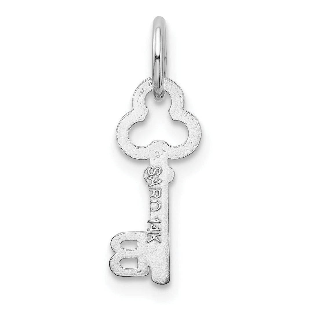 14K White Gold Fancy Key Shape Design Letter B Initial Charm Pendant