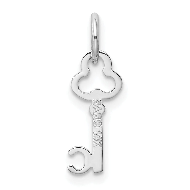 14K White Gold Fancy Key Shape Design Letter C Initial Charm Pendant