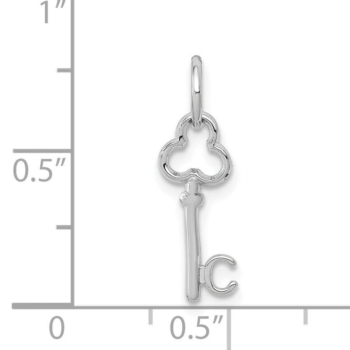 14K White Gold Fancy Key Shape Design Letter C Initial Charm Pendant