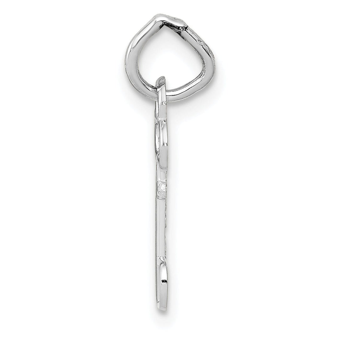 14K White Gold Fancy Key Shape Design Letter D Initial Charm Pendant